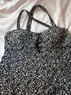 R&K Black and White Strapless Floral Print Dress